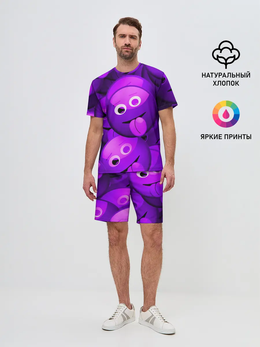 Мужской костюм с шортами / НЕОНОВЫЕ СМАЙЛЫ