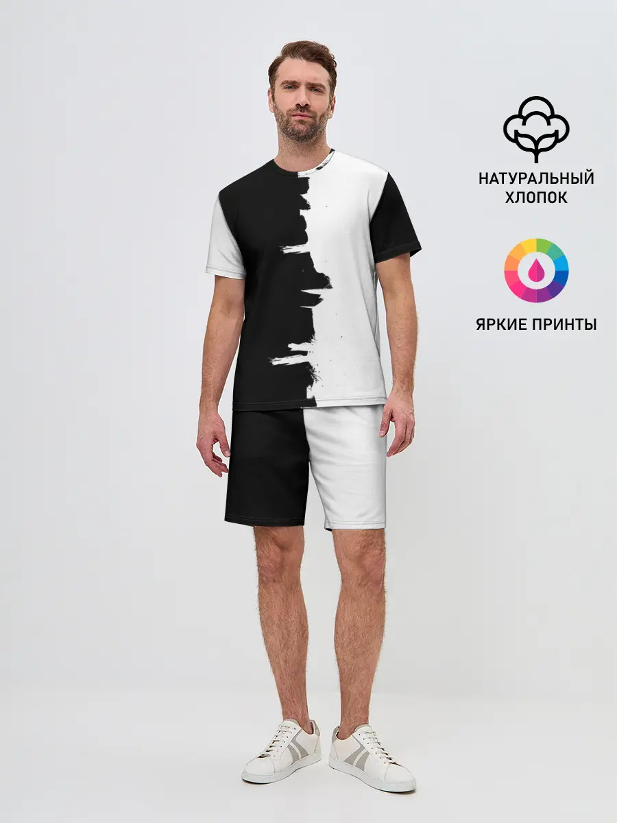 Мужской костюм с шортами / Черным по белому