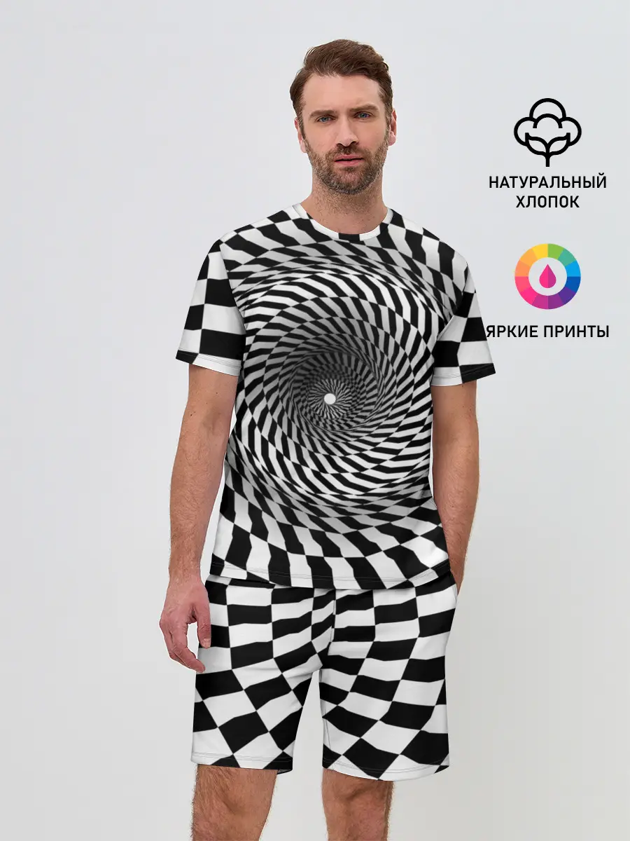 Мужской костюм с шортами / Оптические квадраты