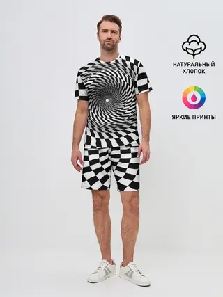 Мужской костюм с шортами / Оптические квадраты
