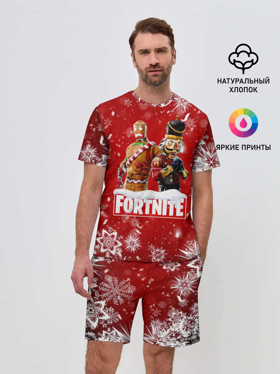 Мужской костюм с шортами / Новогодний Fortnite