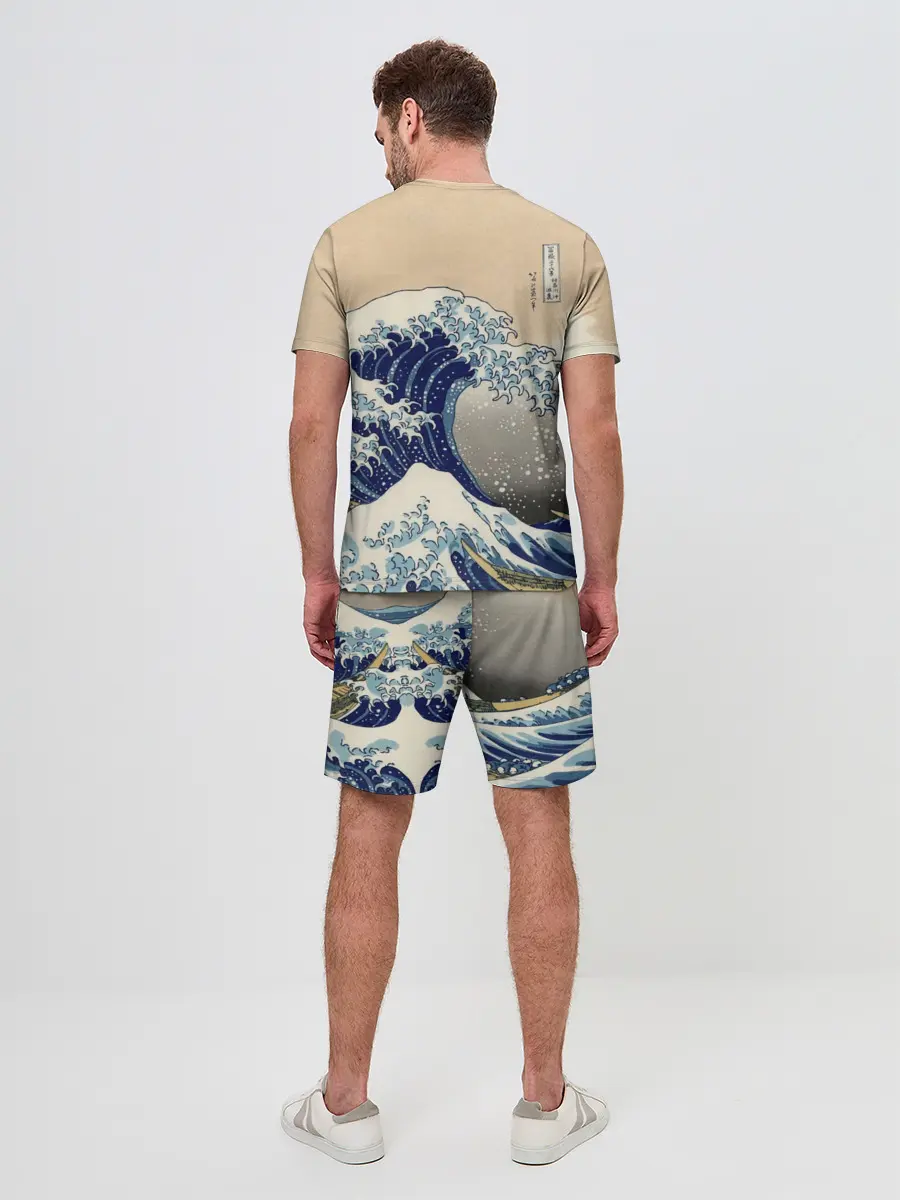 Мужской костюм с шортами / Kanagawa Wave Art
