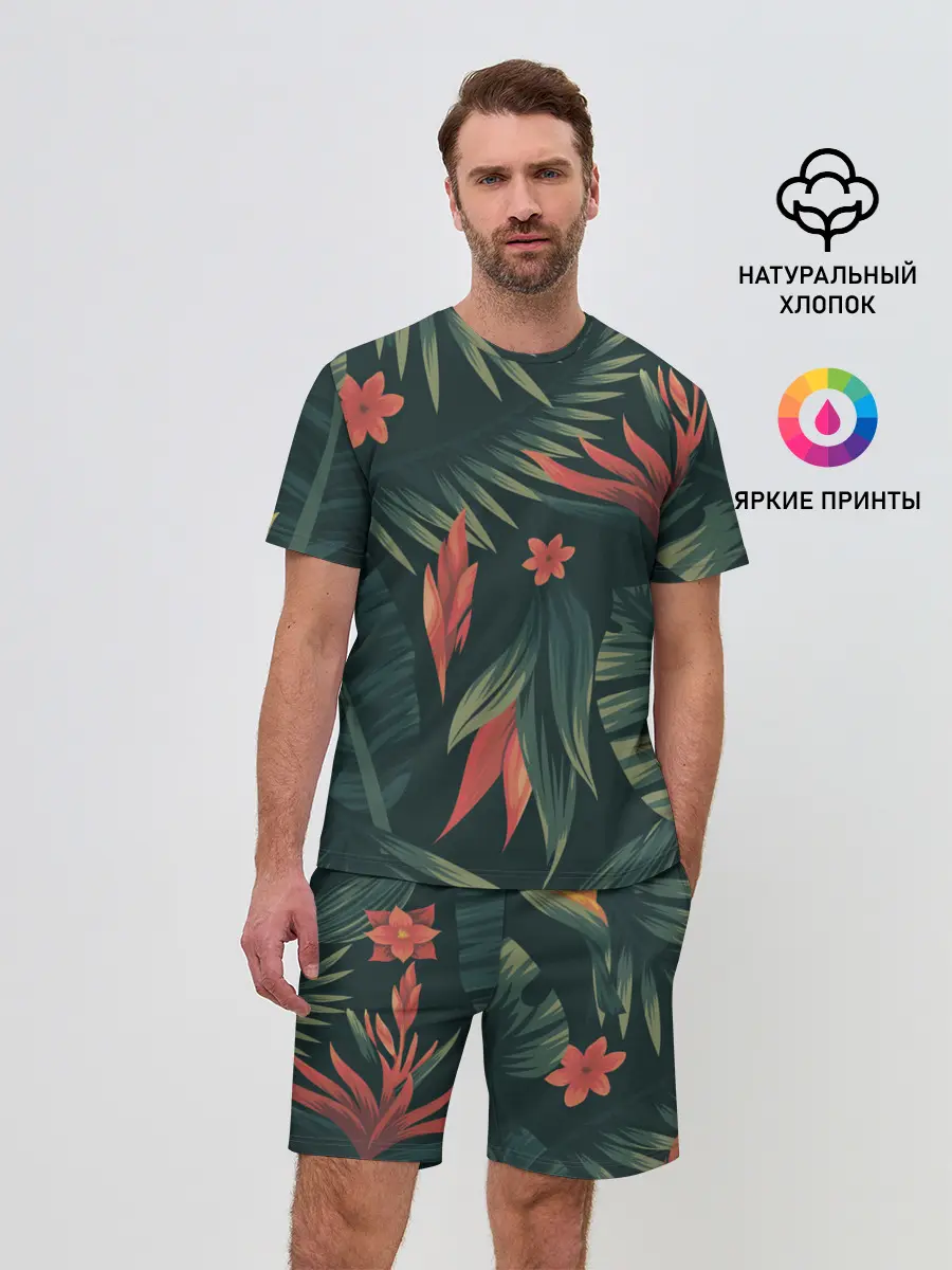 Мужской костюм с шортами / Тропический комуфляж