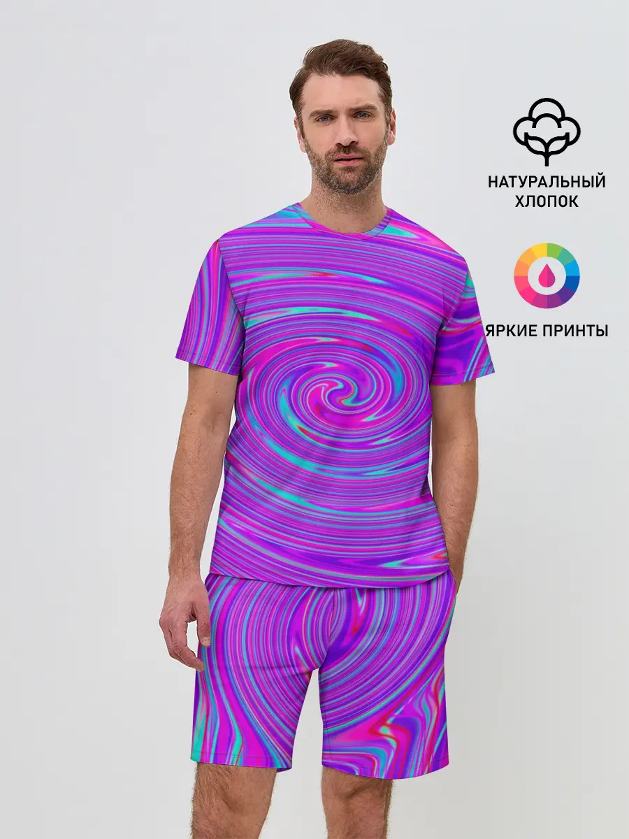 Мужской костюм с шортами / Космическая футболка