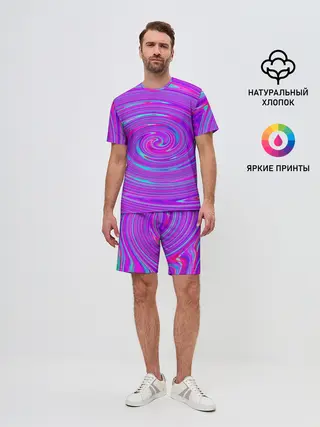 Мужской костюм с шортами / Космическая футболка