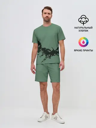 Мужской костюм с шортами / черные кони