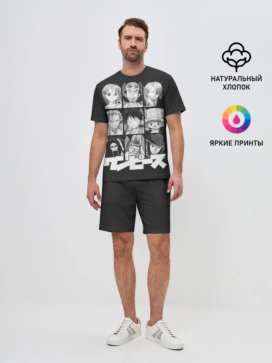 Мужской костюм с шортами / иероглифы One Piece