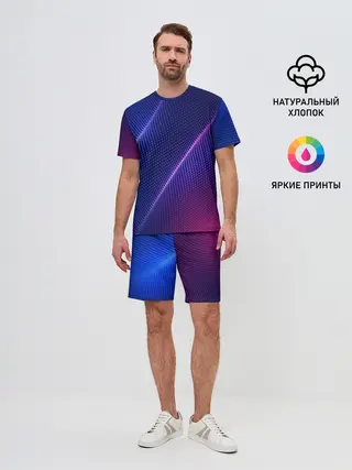 Мужской костюм с шортами / фиолетово 3d волны 2020