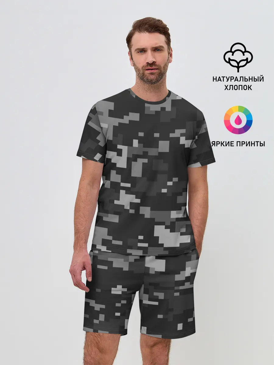 Мужской костюм с шортами / Пиксельный камуфляж