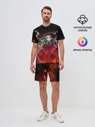 Мужской костюм с шортами / Kimetsu no Yaiba в пламени