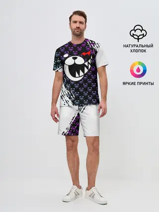 Мужской костюм с шортами / Монокума на фиолетовом паттерне