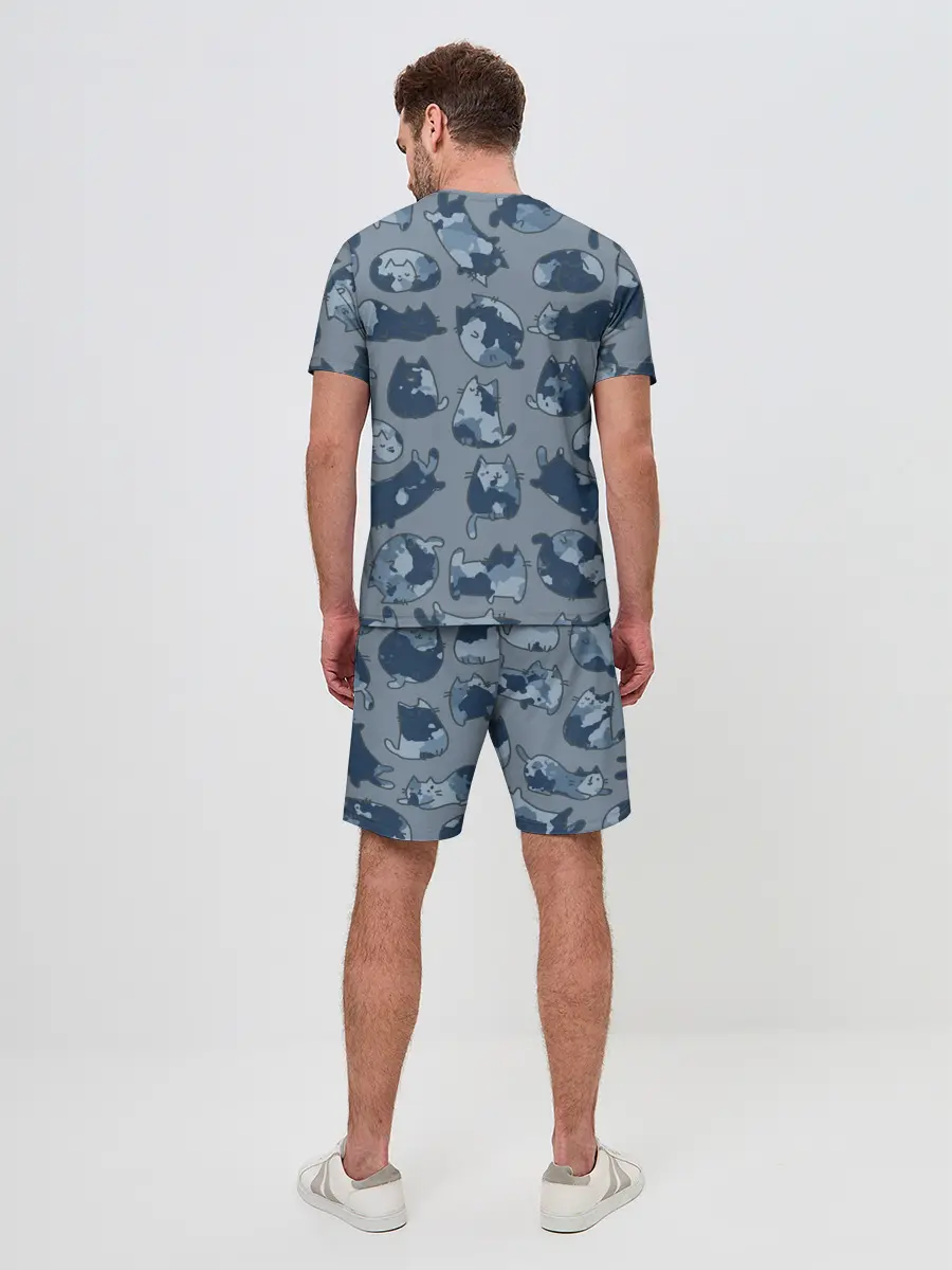 Мужской костюм с шортами / Камуфляж с котиками