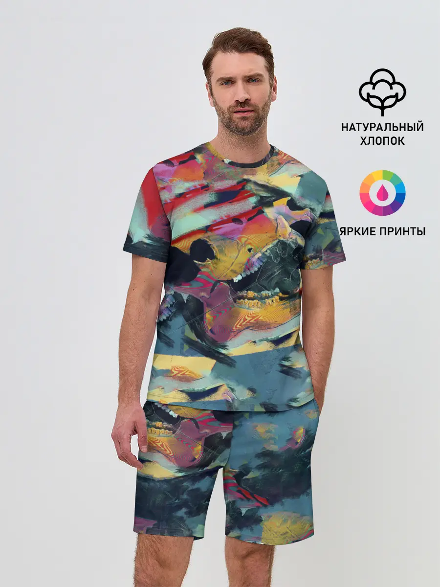 Мужской костюм с шортами / Абстрактный рисунок