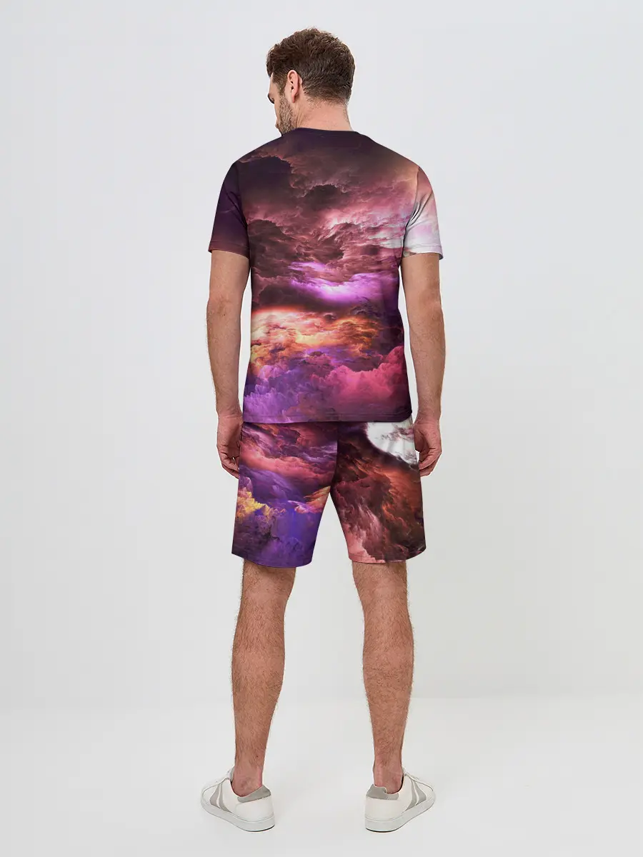 Мужской костюм с шортами / закат абстракция