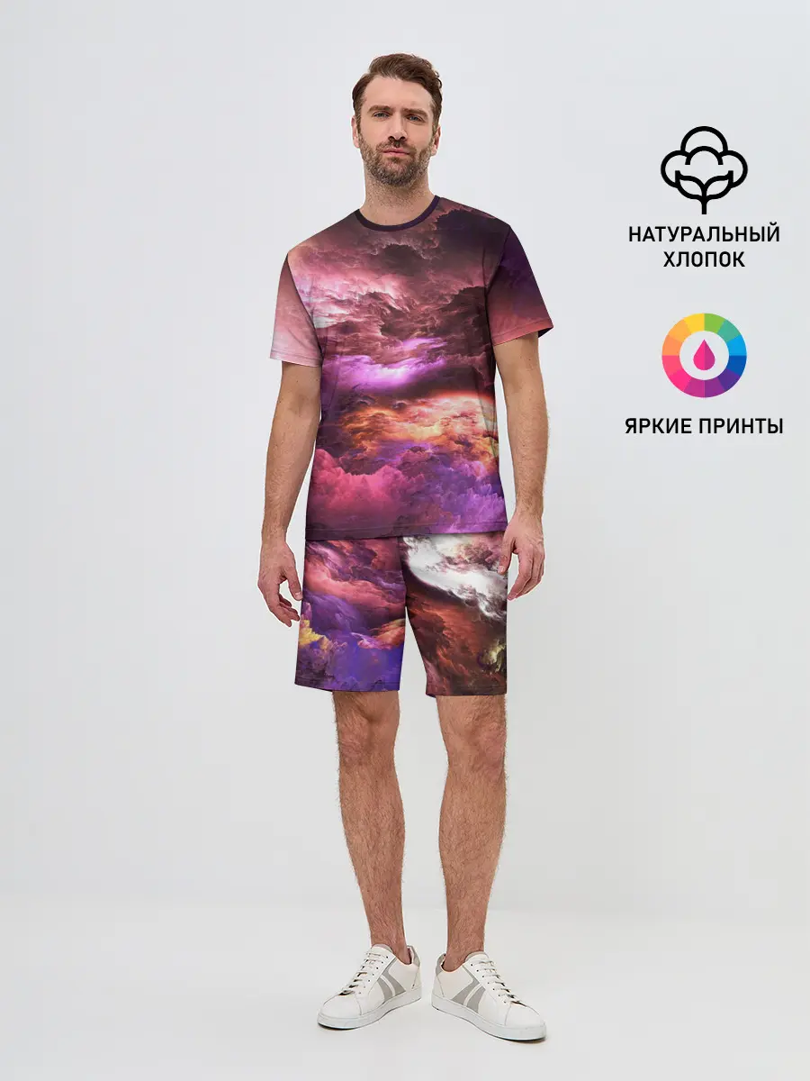 Мужской костюм с шортами / закат абстракция