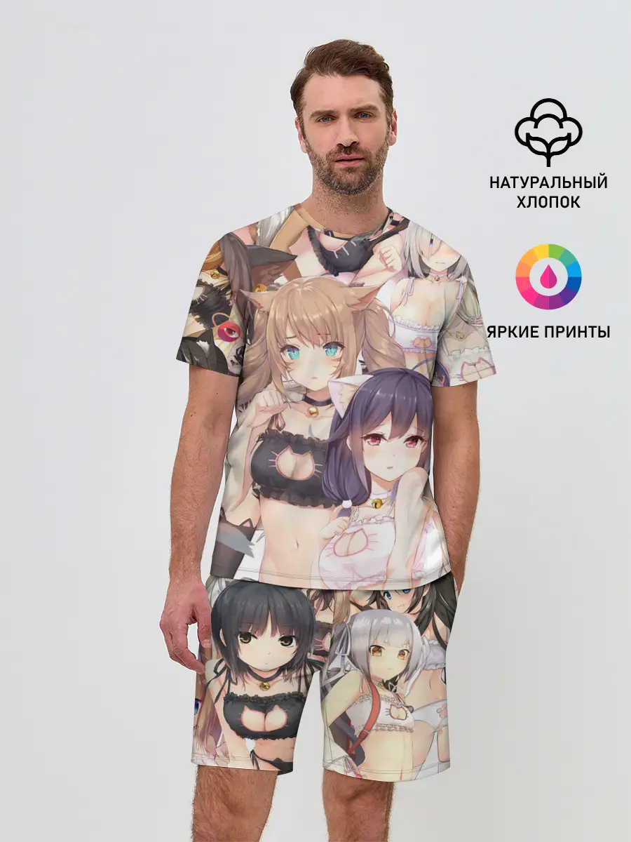 Мужской костюм с шортами / Девушки в купальниках