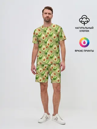 Мужской костюм с шортами / Веган Авокадо узор