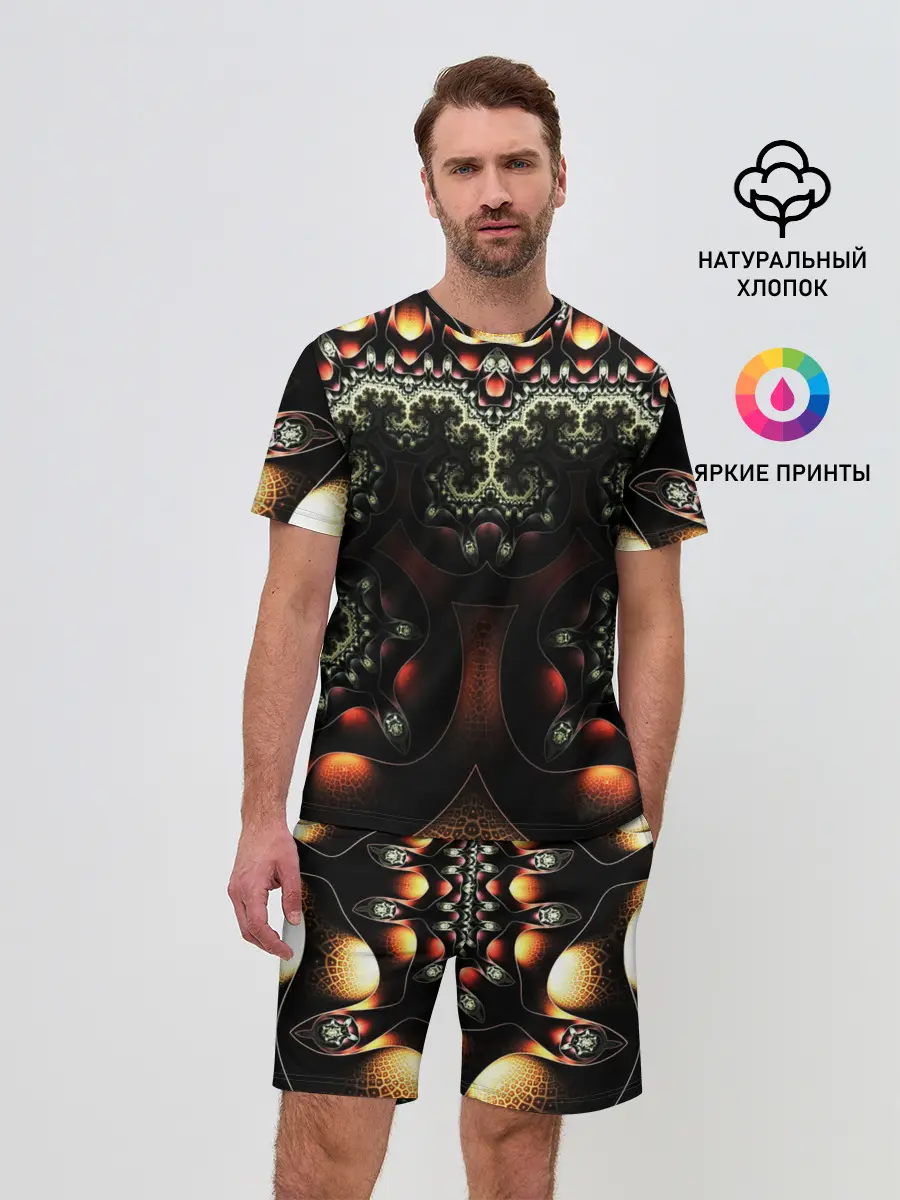 Мужской костюм с шортами / ФРАКТАЛЬНЫЙ ОПТИЧЕСКИЙ УЗОР
