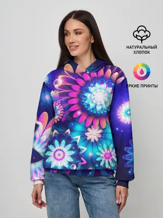 Женское худи / Неоновые Цветы