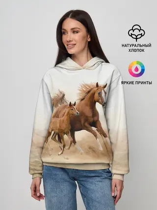 Женское худи / Лошадь с жеребенком