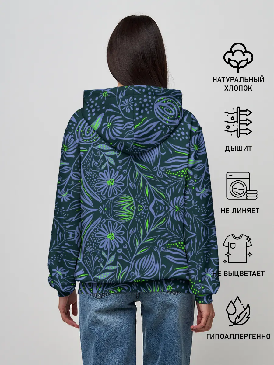 Женское худи / Череп В Цветах