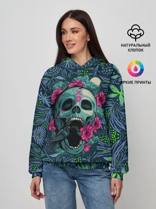 Женское худи / Череп В Цветах