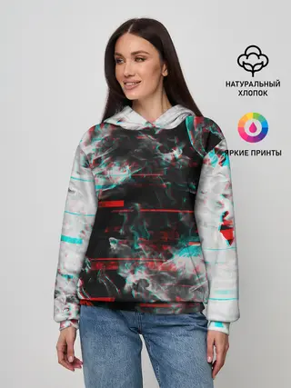 Женское худи / White flame glitch