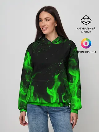 Женское худи / ЗЕЛЁНЫЙ ОГОНЬ | GREEN FIRE