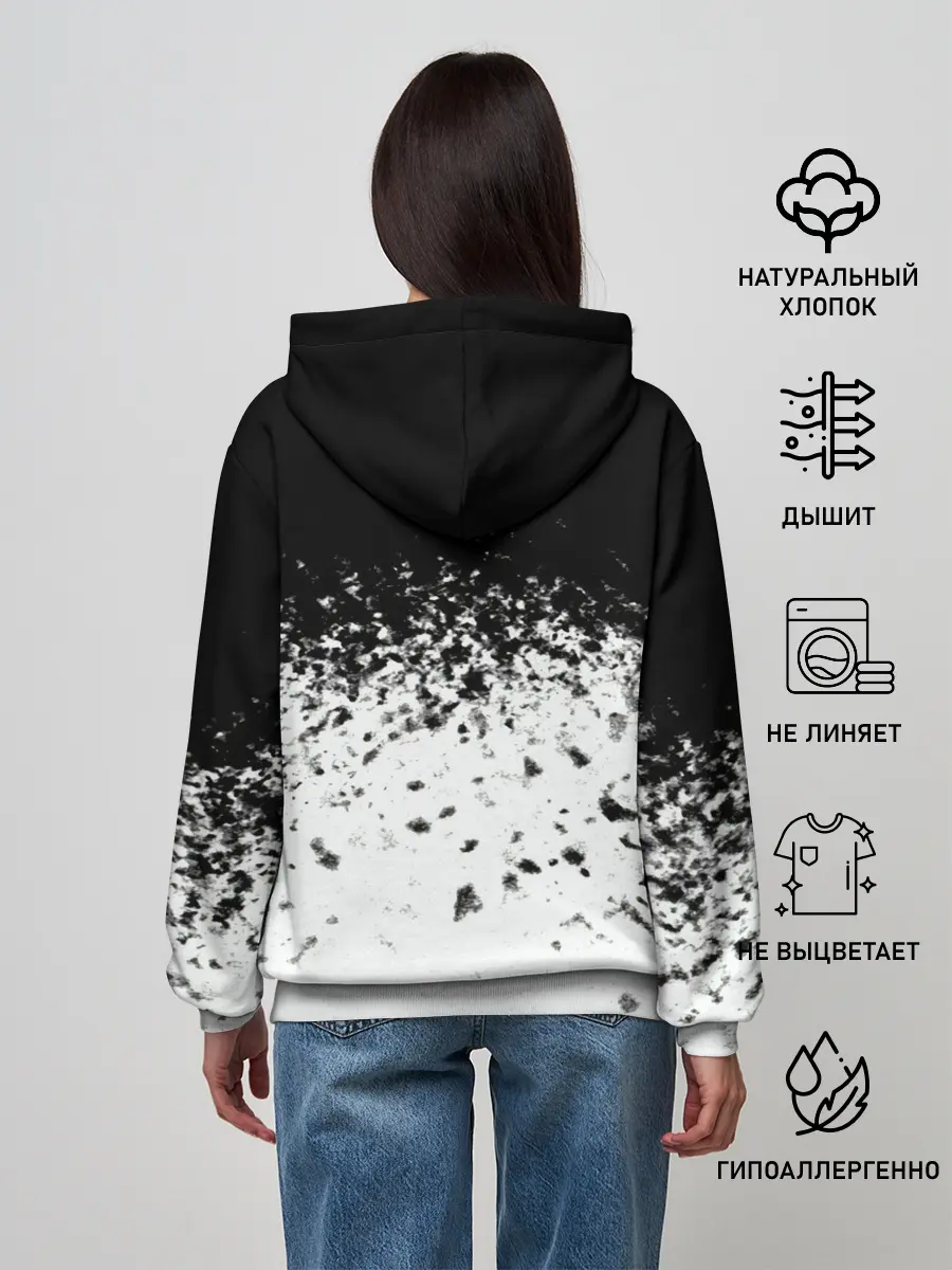 Женское худи / чб спрей оверлорд