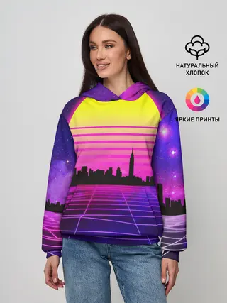 Женское худи / ГОРОД В НЕОНЕ