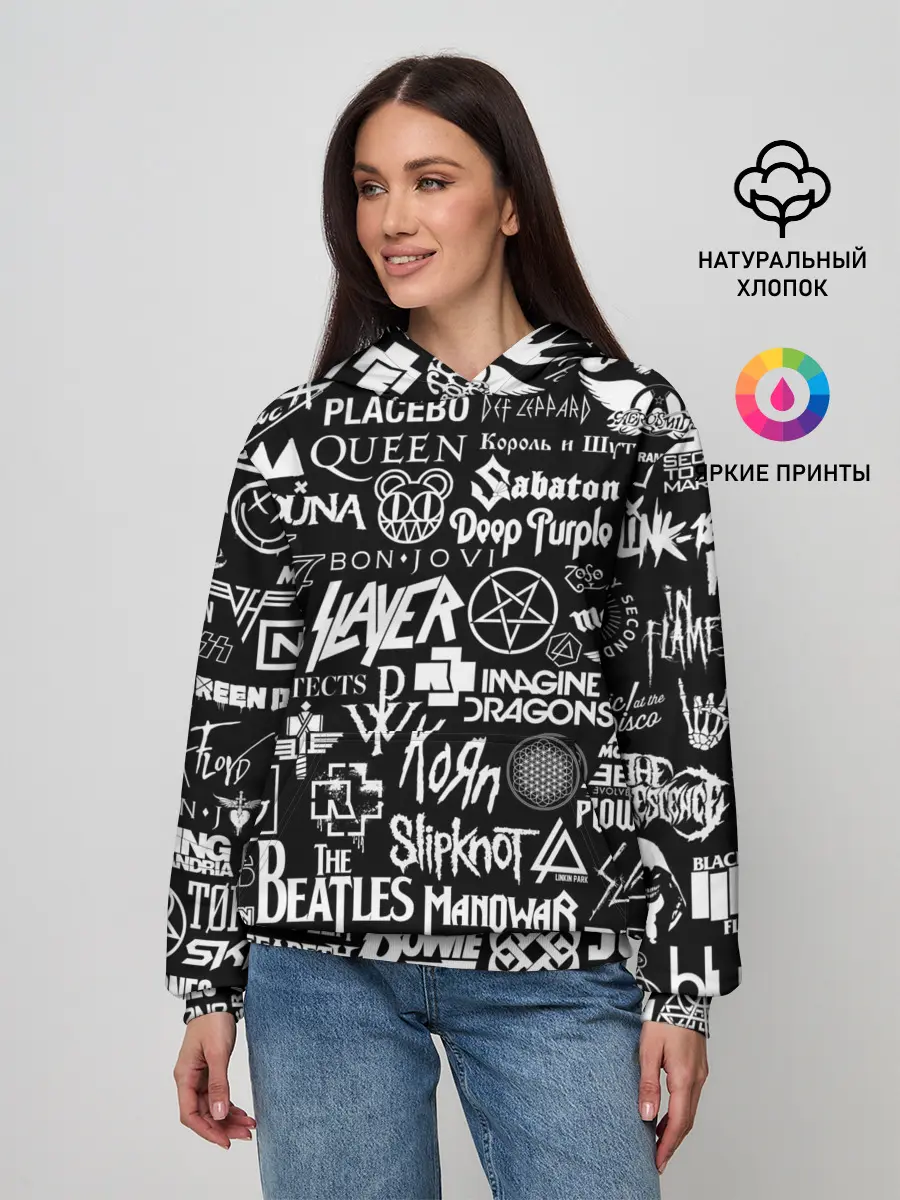 Женское худи / ЛОГОТИПЫ РОК ГРУПП | ROCK