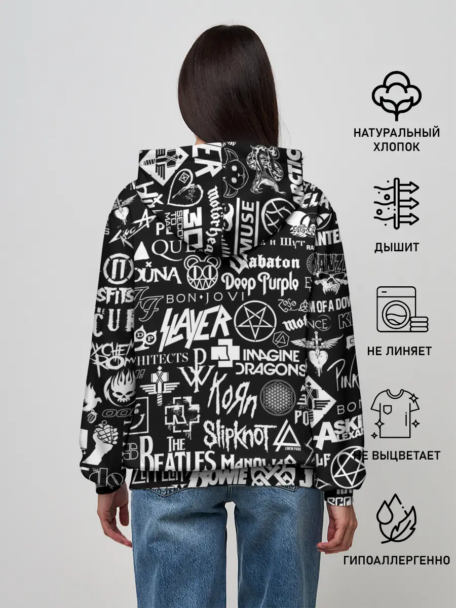 Женское худи / ЛОГОТИПЫ РОК ГРУПП | ROCK