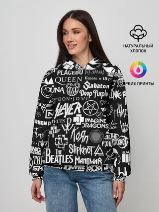 Женское худи / ЛОГОТИПЫ РОК ГРУПП | ROCK