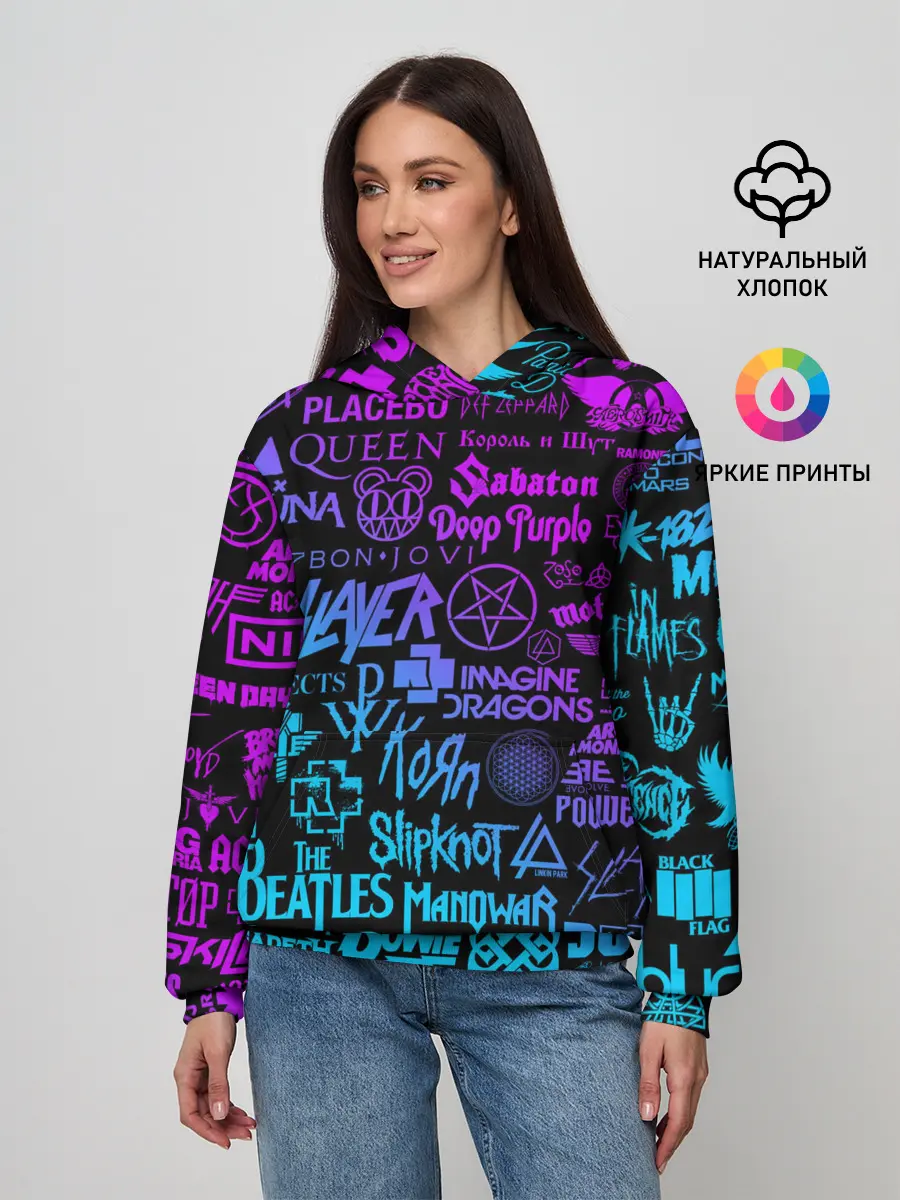 Женское худи / ЛОГОТИПЫ РОК ГРУПП