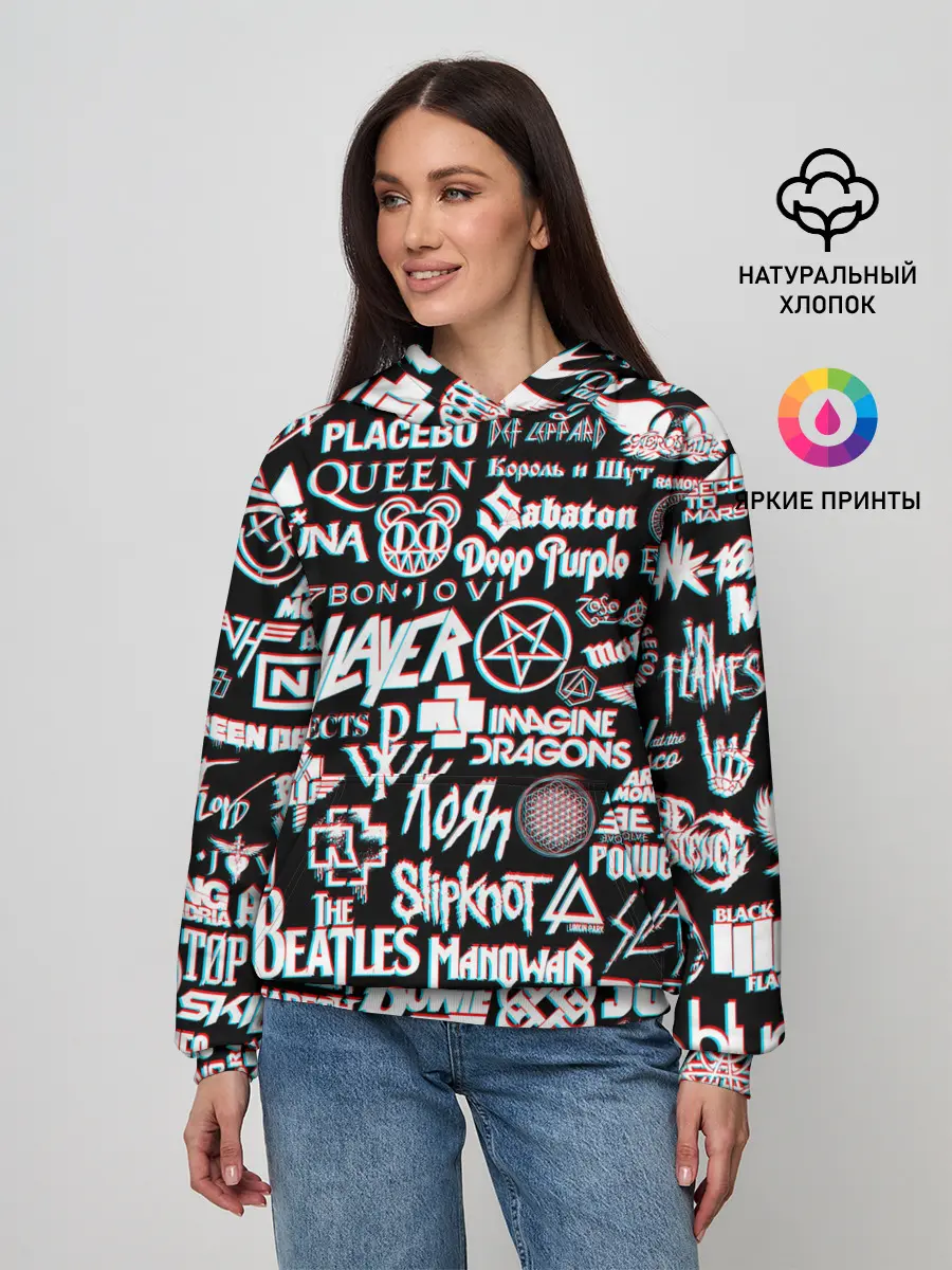 Женское худи / ЛОГОТИПЫ РОК ГРУПП GLITCH