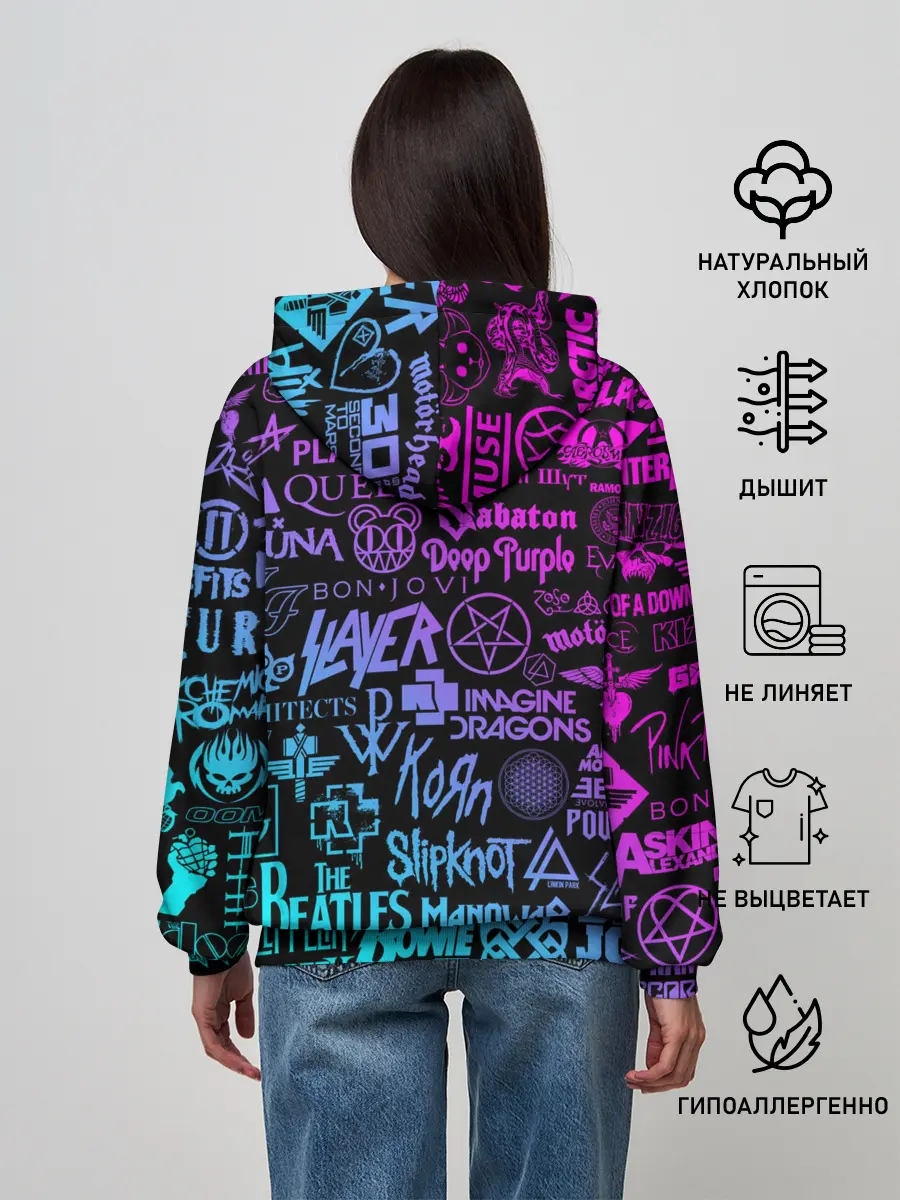 Женское худи / ЛОГОТИПЫ РОК ГРУПП