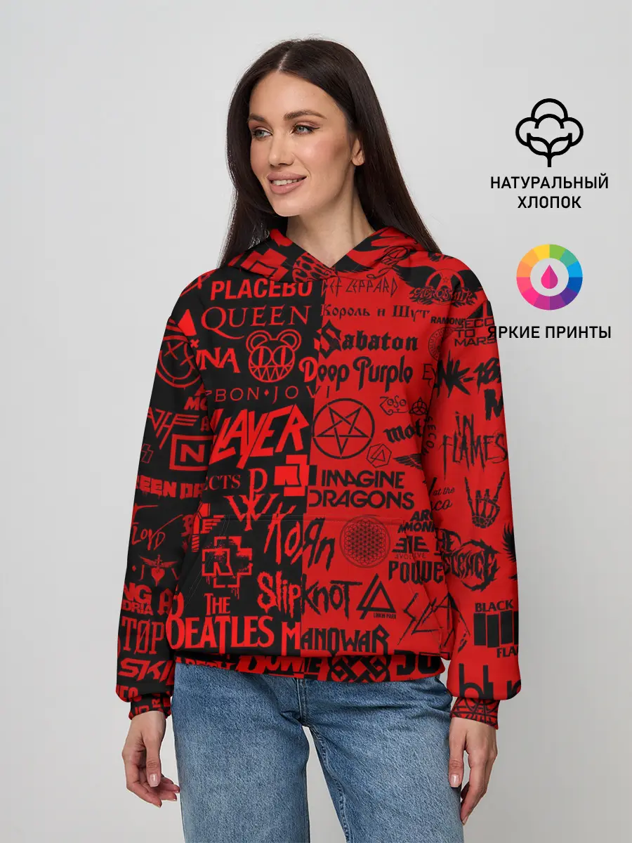 Женское худи / ЛОГОТИПЫ РОК ГРУПП | ROCK