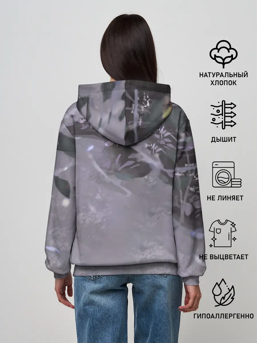 Женское худи / Ноль два арт серый