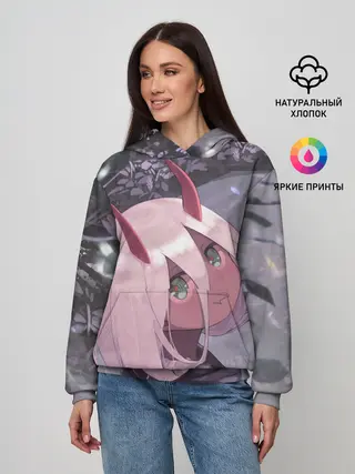 Женское худи / Ноль два арт серый