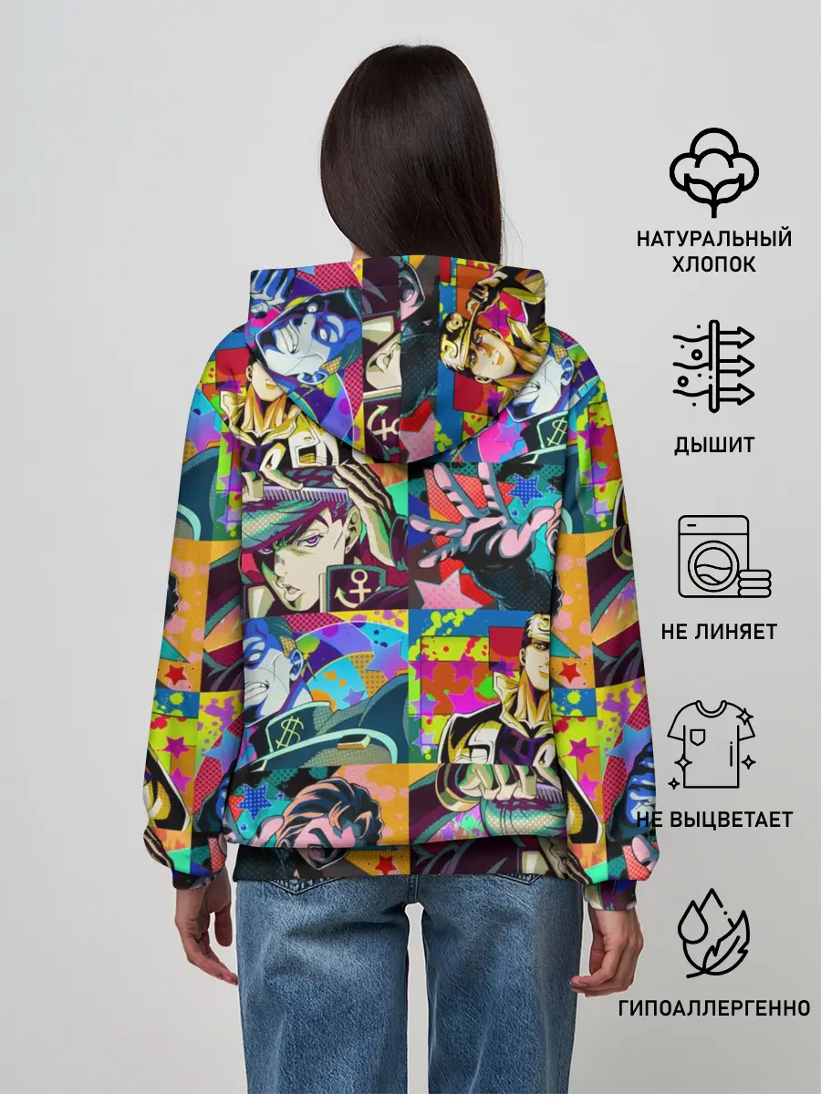 Женское худи / Джоджо паттерн комикс