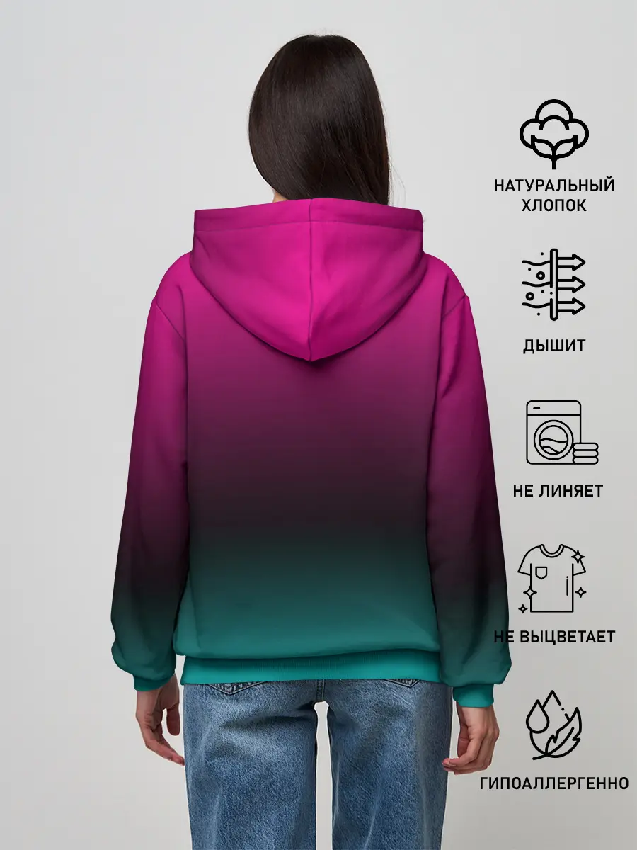 Женское худи / RETRO CYBER BEAR NEON