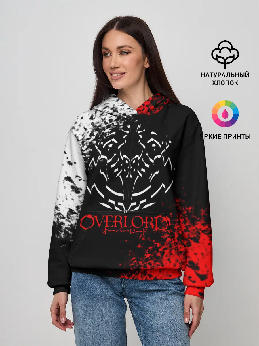 Женское худи / Оверлорд лого краснобелый