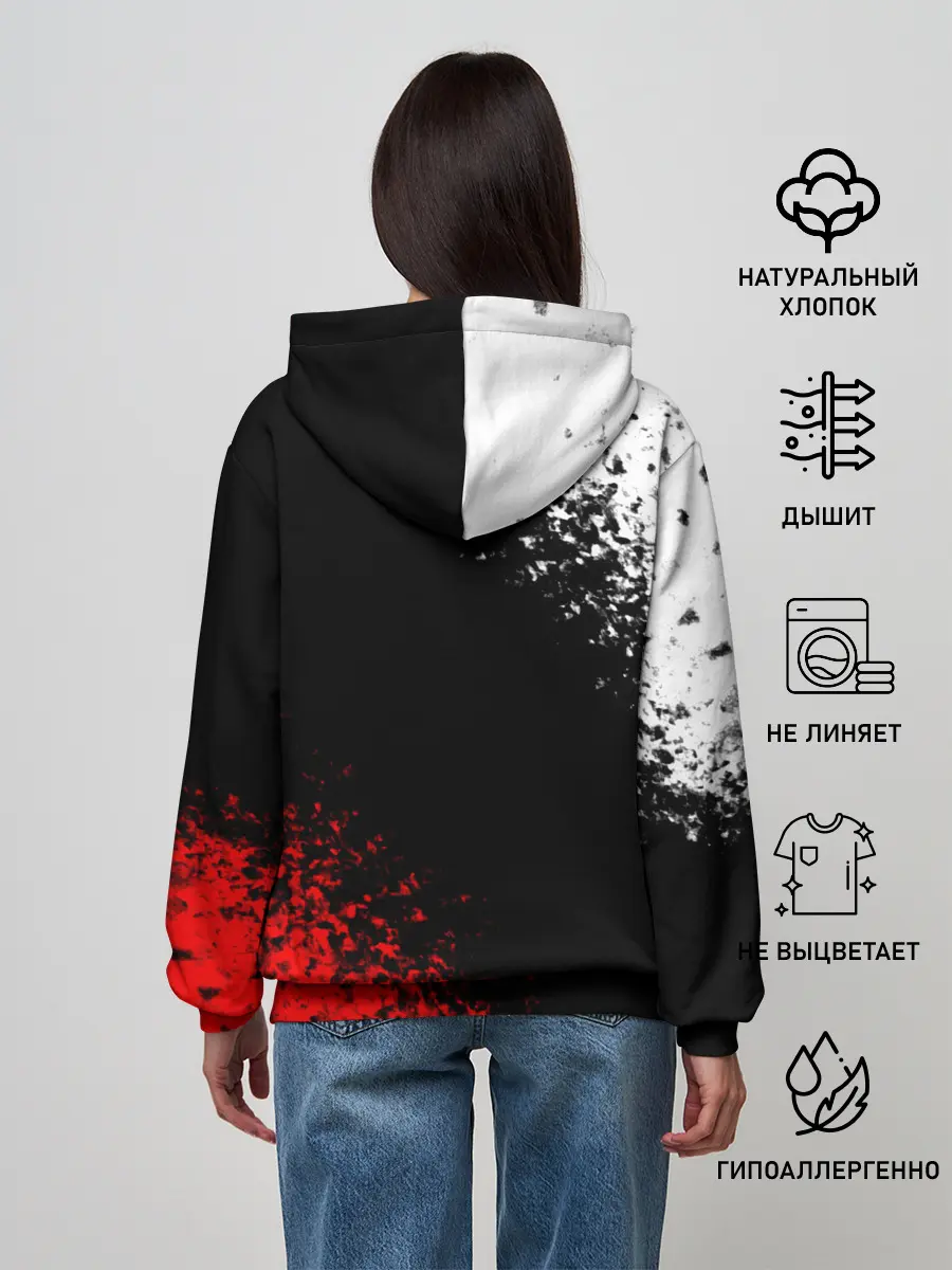 Женское худи / Оверлорд лого краснобелый