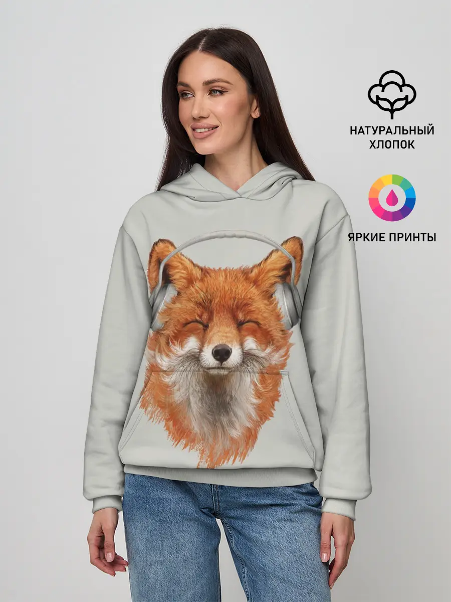 Женское худи / Лиса в наушниках