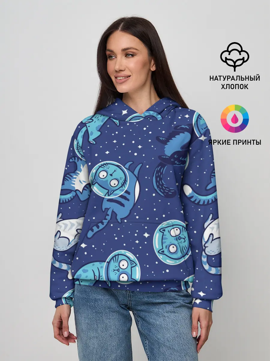 Женское худи / Кот Космонавт
