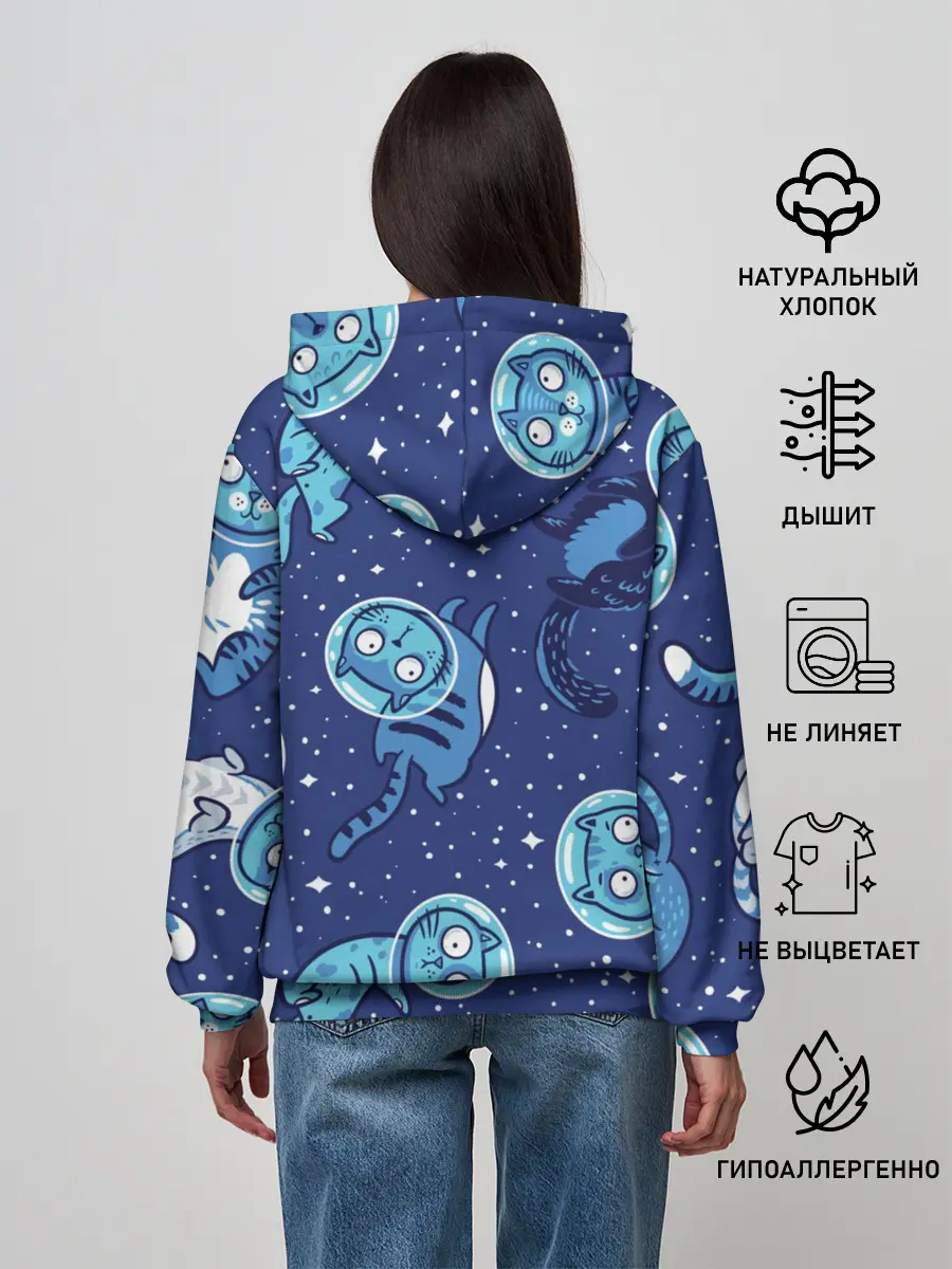 Женское худи / Кот Космонавт