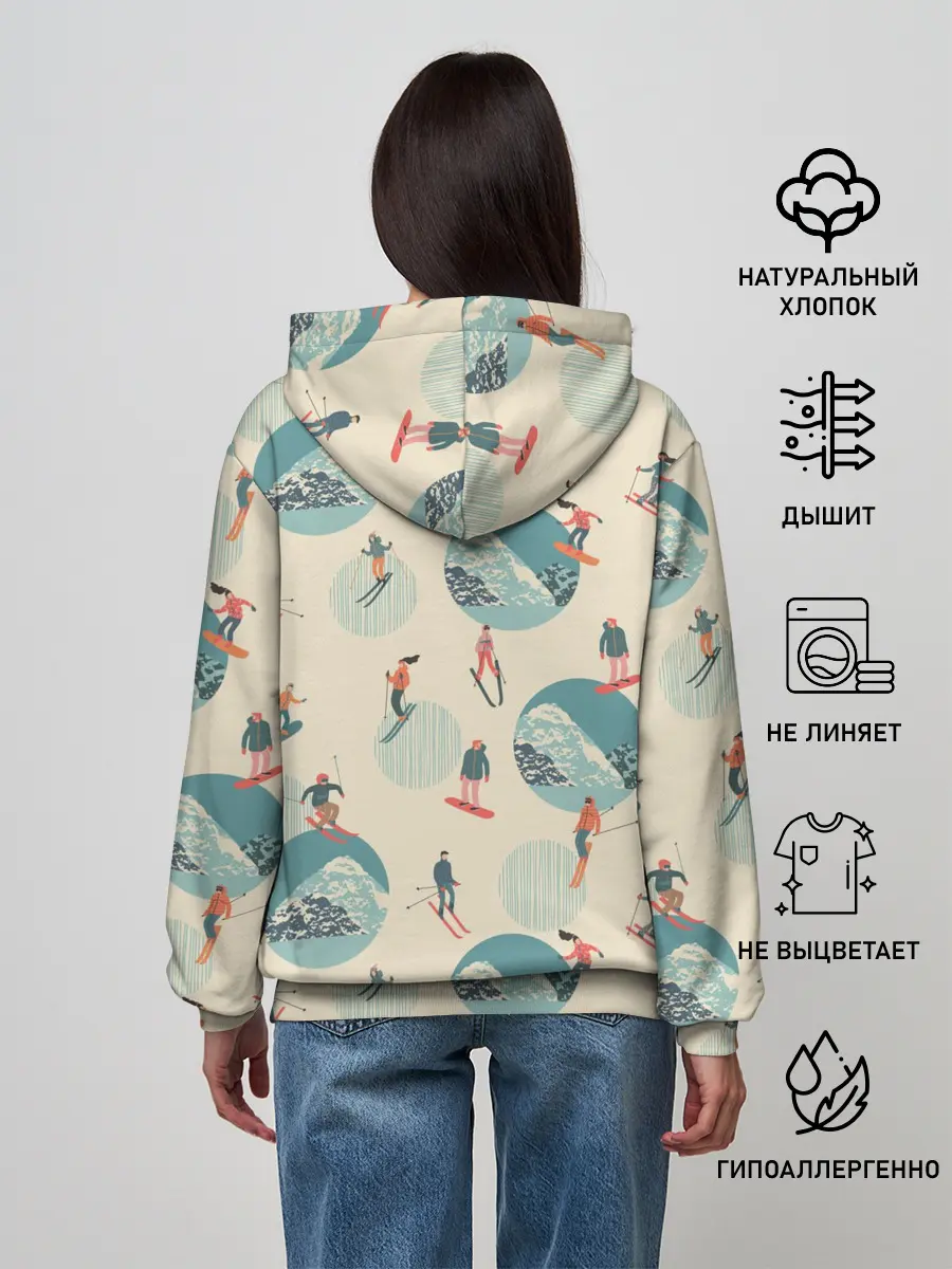 Женское худи / лыжники