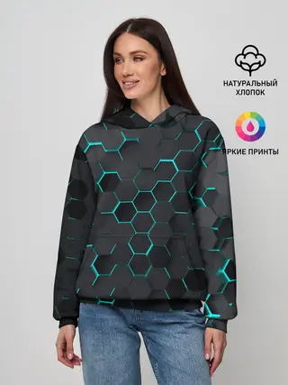 Женское худи / 3D соты BLUE