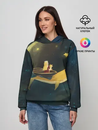 Женское худи / Девушка и кит в облаках