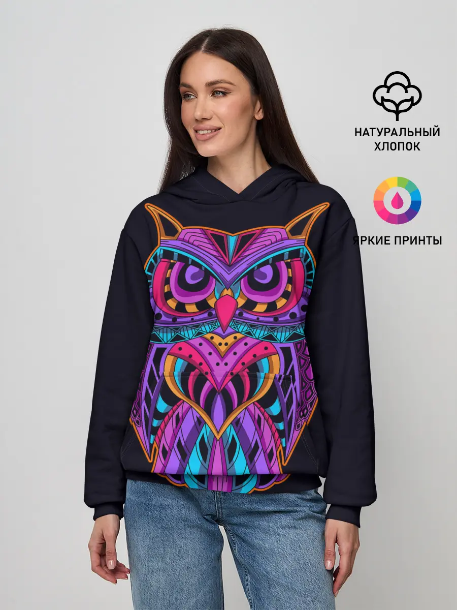 Женское худи / Неоновая ястребиная сова